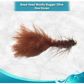 Feeder Creek Woolly Bugger Fly Fishing Flies for Trout, Bass and Salmon- 12pc Handmade Wet Flies for Fly Fishing in Various Patterns/Colors | Streamer Flies (12, Brown)