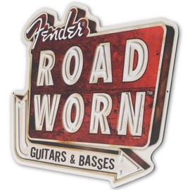 Fender Road Worn Guitars and Basses Metal Sign - Vintage Fender Wall Decor for Music Room or Man Cave