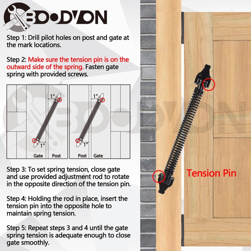 BOODVON 14" Gate Spring Self Closing Heavy Duty Door Springs