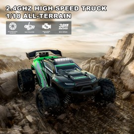 RC Cars High Speed Remote Control Car for Adults 38+Km/h, 1:18 Scales 4WD Off Road RC Monster Truck,Fast 2.4GHz All Terrains Toy Trucks Gifts for Beginners（Black）