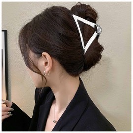 Yheakne Vintage Metal Hair Claw Clip Alloy Hair Claws Clip Gold Large Hair Holder Clips Minimalist Pine Hair Clip Hair Clip Hair Accessories for Women and Girls (Silver Triangle)