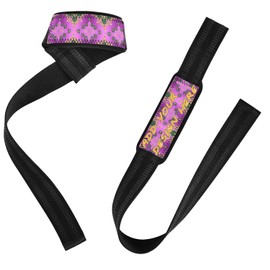 Muñequeras personalizadas con patrón bohemio y morado y correas de elevación de 26 pulgadas, antideslizantes, personalizables, para levantamiento de pesas, culturismo, soporte de entrenamiento de