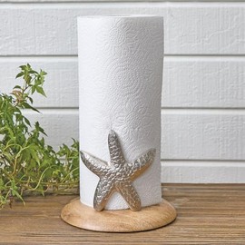 BLACK FOREST DECOR Silver Starfish Paper Towel Holder