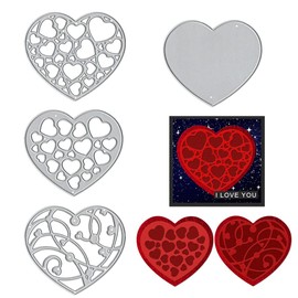 Estivaux 4 PCS Valentines Heart Frame Die Cuts for Card Making, Love Frame Cutting Dies Sets Stencils Embossing Template for Wedding Invitation Cards Photo Album Craft Decorations