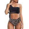 MOOSLOVER Women One Shoulder High Waisted Bikini Tie High Cut