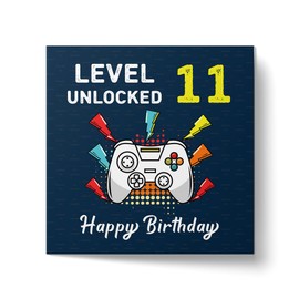 Papa Prints 11th Birthday Card (145 x 150 mm) Happy Birthday Card Gamer Birthday Card with Envelope 11 Birthday Card Boy