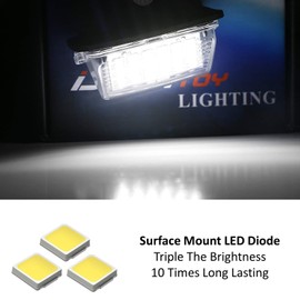 iJDMTOY Xenon White Full LED License Plate Light Kit Compatible With Toyota Camry Highlander Prius C Avalon Yaris, By 18-SMD White LEDs & Can-bus Error Free