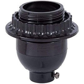 B&P Lamp® Short Keyless Phenolic Socket, Med. Base, has threaded shell with ring