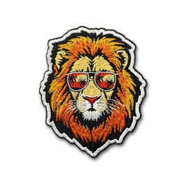 Cool Lion with Sunglasses Embroidered Patch, Lions Face Patches, Lion Head Patch, Funny Leo King Embroidery Patches - DIY Accessories for Hats Bags Clothes Jacket Jeans Backpacks