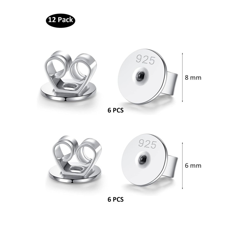 Pack of 12 925 Sterling Silver Stud Clasps, TUIOLUI Flat