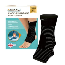 TRIGGin Ankle Brace with Copper & Carbon Fibres for Extra Support | Gentle Compression for Swollen Ankles | Double Effect Thanks to Heat and Support Function | Dermatologically Tested Very Good