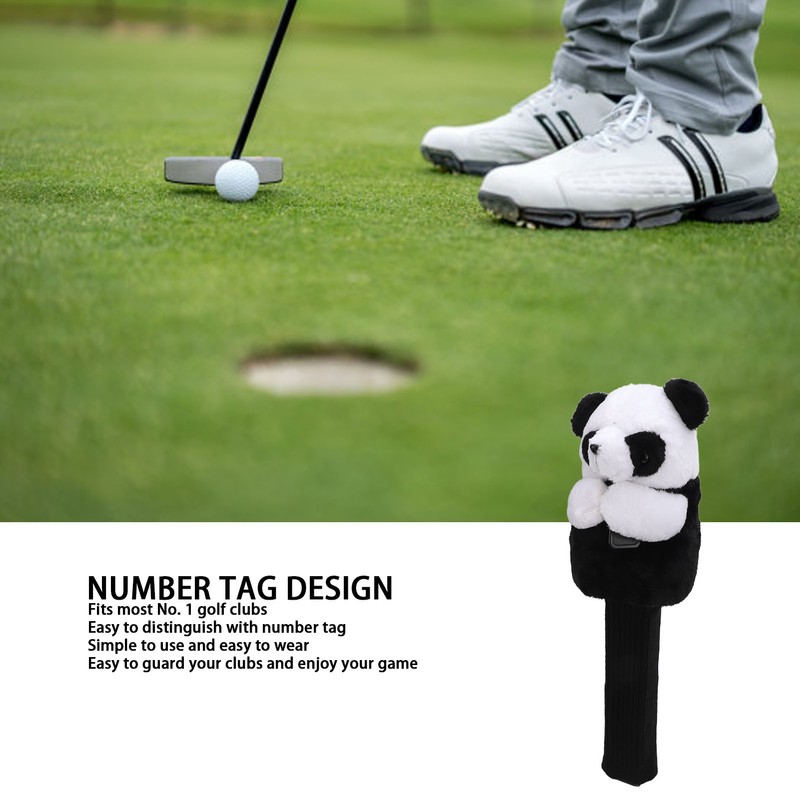 Golf Club Head Cover Plush Easy Cleaning Cute Panda Golf
