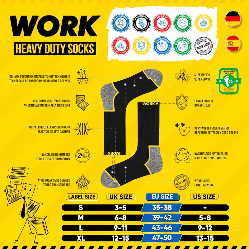 SOXCO WORK Socks for Men Crew Length Black Socks 10