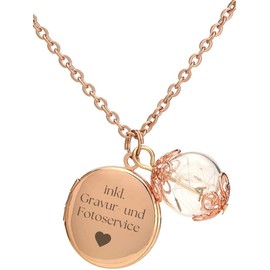 Rose gold plated dandelion necklace with locket