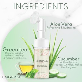 Foaming Face Wash - Infused with Green Tea, Aloe Vera, and Cucumber - Facial Cleanser for Women & Men - Gentle Face Cleanser for Oily Skin, Sensetive Skin, Acne and All Skin Types! - Natural Face Wash