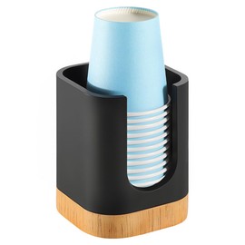 Luxspire Bathroom Cup Dispenser, Dixie Cup Holder 3-5oz, Disposable Paper Cup Holder for Bathroom, Cotton Pad Container, Guest Bathroom Essentials, Matte Black