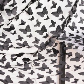 URROMA 1 Yard Embroidery Butterfly Lace Fabric, Black 3D Butterfly Lace Fabric Mesh Tulle lace for DIY Wedding Dress Costume Accessories Veil Home Decor