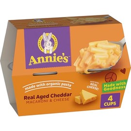Annie's Real Aged Cheddar Microwave Mac and Cheese with Organic Pasta, Made with Real Cheese, Dinner Side or Snacks, 4 Cups, 8.04 oz
