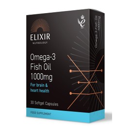 ELIXIR NUTROLOGY Omega-3 Fish Oil 1000mg 30 Softgel Capsules – Supports Heart & Brain Health, Rich in EPA & DHA, with Vitamin E for Cellular Health Protection.