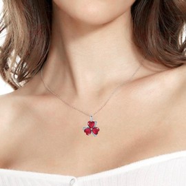 VONSSY Women's Necklace Gemstone Clover Pendant Necklace Emerald Green Irish Clover Birthstone Necklace White Gold Silver Jewellery Gift for Wife Daughter Mother Girlfriend, Crystal, Cubic Zirconia