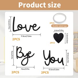 BDHYYM 2 Set Love You Bye Above Door Sign, Love You Bye Sign for Wall Decoration for Living Room, Black Wall Art for Hallway Decor with Double Tape, Home Decoration