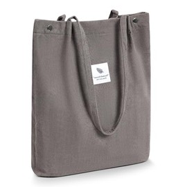 iophi Women's Large Shoulder Bag, Corduroy Bag, Tote Bag, Handbag, Casual Fabric Bag for Everyday, Office, School Trip, Shopping - Ultralight Shoulder Bag, Shopping Bag, gray