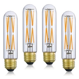 Adshen-US T10 LED Tubular Bulbs 8W Dimmable Warm White 2700K LED Edison Light Bulbs 80 Watt Equivalent Tube Vintage Bulbs,E26 Medium Base Bulb for Desk Lamp, Pendant Lights. (4-Pack)