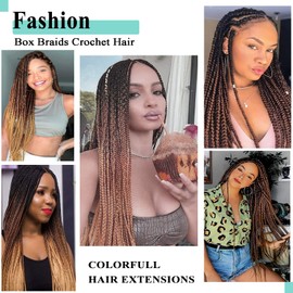 Crochet Box Braids 18 Inch 8 Packs T30 Goddess Box Braids Crochet Hair Prelooped Crochet Hair 3x Box Braided Crochet Hair Synthetic Braiding Hair Crochet Braids Hair for Black Women