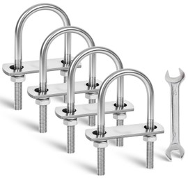 SRZTXU 4 Sets M8 U-Bolts,u-Bolts 2" (50mm) Wide,304 Stainless Steel u-Bolts,with Nuts,Bolt Plate and washers (4, M8 x 50mm x 100mm)
