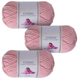Utopia Crafts Cuddle Super Chunky Chenille Soft Yarn for Knitting and Crochet 3X 100g (Soft Pink)