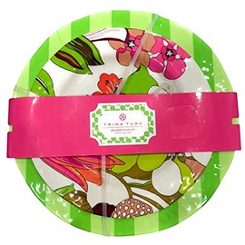 2 Piece Dinner & Salad Plate Set Unbreakable, Lightweight Indoor & Outdoor Dinnerware Set for Home, Barbecues, Picnics, Parties & Camping, BPA-Free, Floral/Green