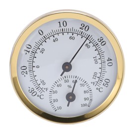 Indoor Thermometer Hygrometer, Humidity Meter Aluminium Alloy Wall Temperature Gauge with Double Scale for Home Refrigerator Laboratory