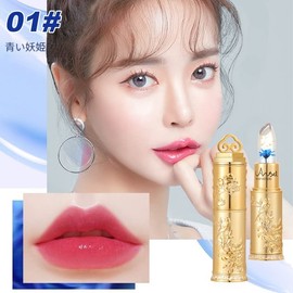Warm Color Changing Lip Stick, 24K Temperature Changing Lip with Gold Foil, Dried Flowers, Warm Discoloration, High Moisturizing Power, Color Changing Lip Gloss, Waterproof & Long Lasting Beauty