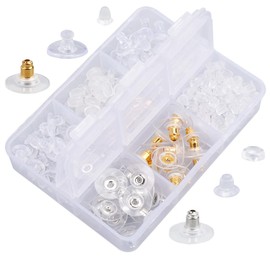 SOFPLATE 248Pcs 6 Styles Plastic Earring Backs Clear Earring Stoppers Replacement Small Mini Silicone Locking Secure Clutch Brass Ear Nuts Kits for Fish Hook Earrings Studs Droopy Ear Hoops Women