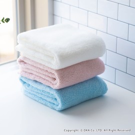 Oka PLYS Priss Base Will Face Towel, Approx. 13.4 x 30.3 inches (34 x 77 cm), White