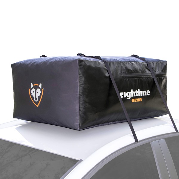 Rightline Gear Sport Jr Waterproof Rooftop Cargo Carrier for Top of Vehicle, Attaches With or Without Roof Rack, 10 Cubic Feet, Black
