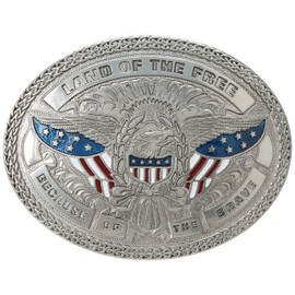 Nocona Men's Land of The Free Eagle Buckle, Silver, One Size
