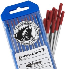 Arc-Zone Amplify Tungsten Electrode for TIG Welding, 2% Thoriated 3/32" x 7" (Red, EWTh-2) 10 Pack
