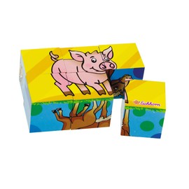 Eichhorn 100005481 - Bilderwürfel Klein, 6 Motive mit 6 Bausteinen, 6-TLG., 10,5x7cm