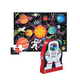 Crocodile Creek 36-Piece Jigsaw Floor Puzzle - Fun Floor Puzzles for Kids Ages 3-5 - Heavy-Duty Shaped Box for Storage - Space Explorer - 27" W x 20" H Finished