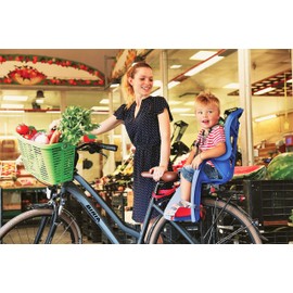 Child Bike Seat, Kids Bike Seat Carrier, Child Seat for Bikes, Pepe, Bellelli, Clamp with Rack Mount, Blue, Made in Italy