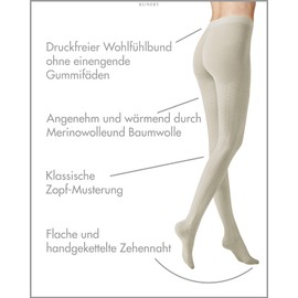 KUNERT Women's Tights Winter Dreams - Plait Warming, Light grey 0170