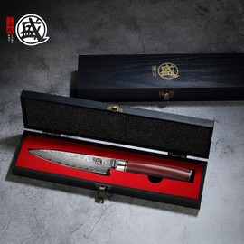 MITSUMOTO SAKARI 7.5 inch Japanese Damascus Chef Knife, 67-Layer Hand Forged VG-10 Damascus Knives