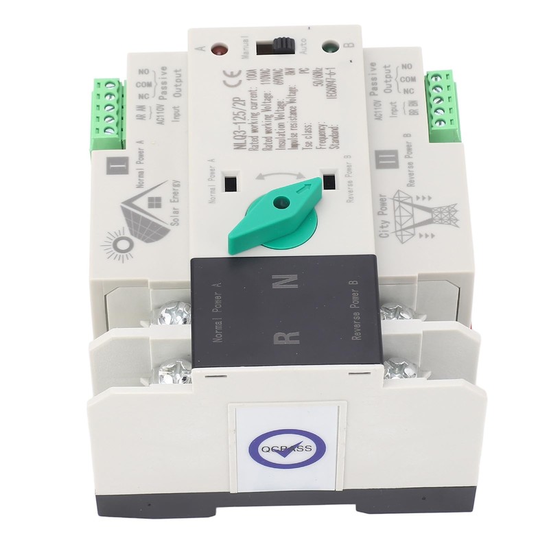 Power Automatic Transfer Switch, 110V 100A NLQ3-125/2P, Fast Switching Timing