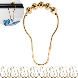 Shower Curtain Rings, 24 Pack, in Gold-Colour, Inner Diameter 2.7 x 1.5", for Shower Curtain Rods, sturdy metal shower rings, with Rolls to slide, hooks for shower curtains, shower curtain hooks