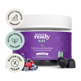 Immune Ready™ Kids Multivitamin Gummies – Mixed Berry Flavor – Sugar-Free Daily Kids Immune Support with Beta Glucan, Elderberry, Vitamin C, D3 & Zinc – Vegan, Non-GMO – 60 Gummies