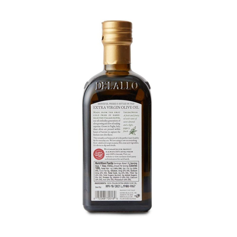 DeLallo Extra Virgin Olive Oil, 16.9 oz Bottle (2 Pack),