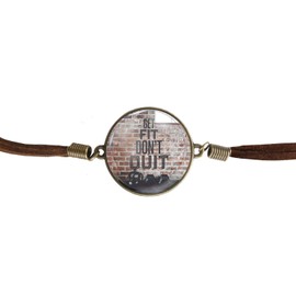 Arthwick Store Get Fit Don't Quit Fitness Inspiration Quote Illustration Leather Bracelet Wristband