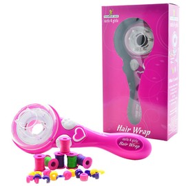Thunder Bee Girls 4 Girls Hair Wrap, Hair Styling Tool with Colourful Threads and Beads, Pink, Ages 5+