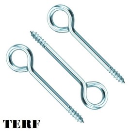 TERF® 100mm Vine Eye Screw Hooks 100mm (4 inch) Ring Shape Vine Screw Hooks Eyelet Screws Bolt for Office Garden Porch Home Indoor Outdoor and DIY Project Use - Pack - 10